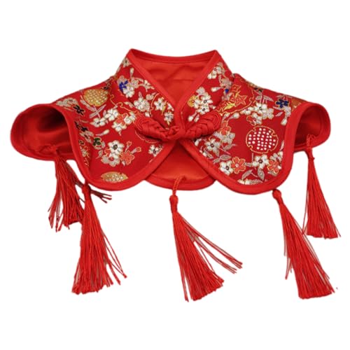 apott Dog Cloak Costume Cat Cape with Tassel Chinese Pet Apparel for Small Medium Large Puppy Kitten Halloween Christmas Red, L