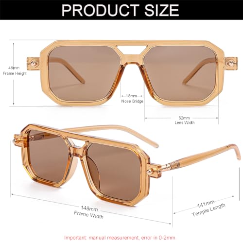 Image of Vintage Square 70s Aviator Sunglasses for Women Men Retro Classic Flat Aviator Frame Sun Glasses UV Protection