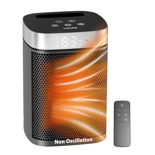 Small Portable Space Heater for Indoor Use - VOCRS 1500W PTC Electric Heater with Thermostat, Remote Control, 12H Timer, Eco and Fan Mode, Rapid and Safe Heating for Bedroom, Office