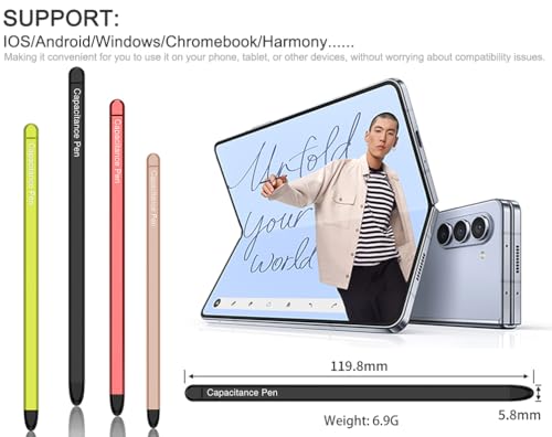 BAILI Fold5 Stylus Pen, Samsung S Pen Pro Ersatz, Eingabestift für Samsung Tab A9+, Input Pens für Samsung Galaxy Z Fold5, kompatibel mit Pads/Tablets/Galaxy/Lenovo/Android/iOS-Schwarz