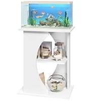 MAHANCRIS 38-76 L Aquariumständer, 3-stufiges Aquariumregal, 136 kg Belastbar, Fischtankständer mit Ablage, 60 x 30 x 60 cm, Fischtankständer mit Ablage, für Wohnzimmer, Büro, Weiß AFTWT7001