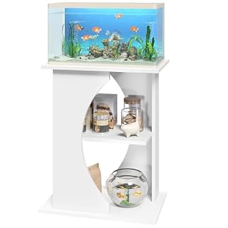 MAHANCRIS support aquarium blanc 60 x 30 x 60 cm, 3 niveaux