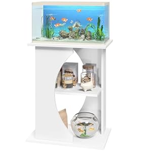38-76 L Aquariumstandaard, 3-laags Aquariumplank, Aquariumstandaard met Plank, Terrariumstandaard, 136 kg Draagvermogen, voor Woonkamer, Kantoor, Wit AFTWT7001