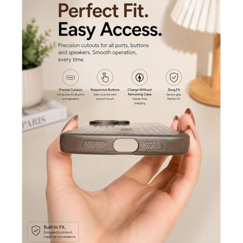 Image of MagPro Stripe case for Apple iPhone 17 Black Frosted Transparent PC Hard Back Cover Camera & Body Protection|Anti Shock,Scratch Resistant Wireless Charging Compatible