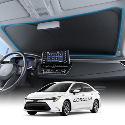 Image of Wigoo for Toyota Corolla Windshield Sunshade [OEM Design, 100% Sun Blockage] Foldable Heat Insulation Sun Shade with Storage Bag, for Toyota Corolla (2019-2026), Silver Coating
