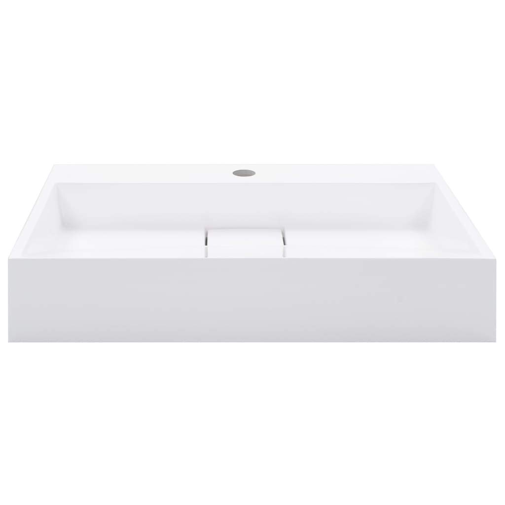 vidaXL Lavabo Resina Mineral/Mármol Baño Servicio Fregadero Pieza Fontanería Bricolaje Instalación Decoración Grifería Sanitario 60x38x11 cm Blanco