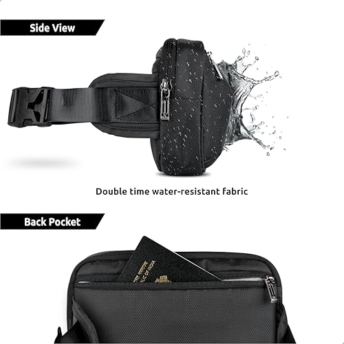 Image of Elmira Waist Bag for Men Women - Fanny Pack for Men Sling Bag for Men Chest Bag Crossbody Side Passport Travel Shoulder Small Waist Pouch for Mobile Cash (Black, WST-001A)