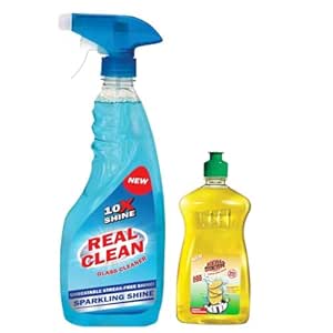 RealClean Glass Cleaner Liquid Unbeatable Streak-Free Sparkling Shine ...