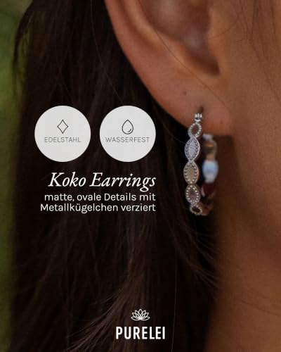 Purelei Koko Ohrringe (Silber) – Damenohrringe aus langlebigem Edelstahl – Wasserfeste Creolen – 24 mm Durchmesser… – Ansicht 2