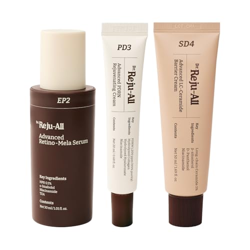 Dr. Reju-All The Anti-Aging Routine Set: Advanced PDRN Rejuvenating Cream + Retino-Mela Serum + LC-Ceramide Barrier Cream - All-in-one Korean Pharmacy Skin Care for All Skin Types