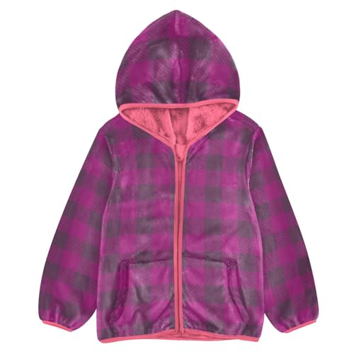 GuoChe Violet Buffalo Plaid Tartan Check Scotland Halloween Toddler Girl Fleece Jacket