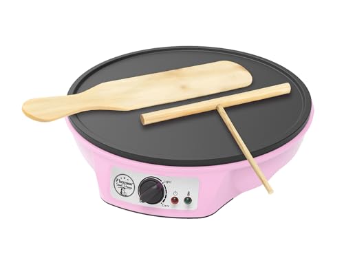 Bestron ASW602PBS - Máquina para hacer crepes, acero de aleación, color rosa