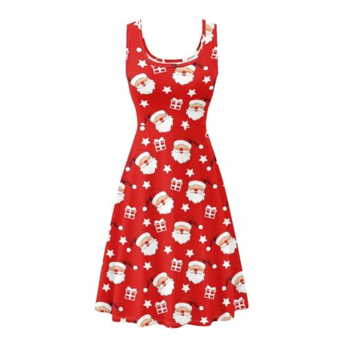 Image of Women Stylish Tank Dresses Sleeveless Round Neck Midi Casual Dress with Pocket for Summer