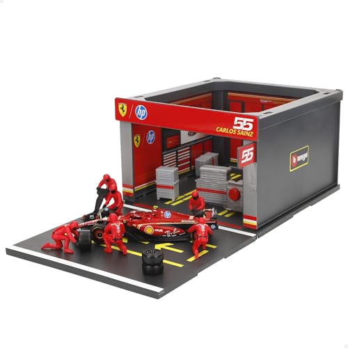 Bburago - Pit Stop Ferrari SF-24#16 Leclerc, Juego con Diorama,...