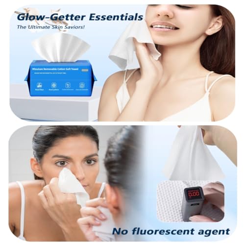 Image of MIXUISEE thick and soft face towels,Face towel disposable,100% cotton towel | Cotton fibers do not shed,Super thick 130%,Makeup removal and cleaning,Suitable for sensitive skin.(600 pieces)