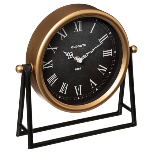 Atmosphera Luca - Reloj de Mesa de Metal - Negro y Dorado 26 x 26 cm