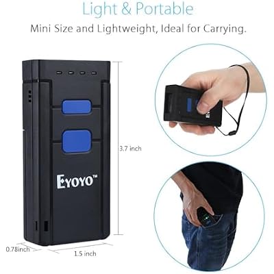 Eyoyo Mini 1D Wireless Barcode Scanner Bluetooth، 3 -in- 1 Bluetooth & amp؛ 2.4G Wireless & amp؛ Wired Connection، Portable Inventory Bar Code Reader متوافق مع iPhone أو Android أو Windows أو Mac Tablets أو أجهزة الكمبيوتر