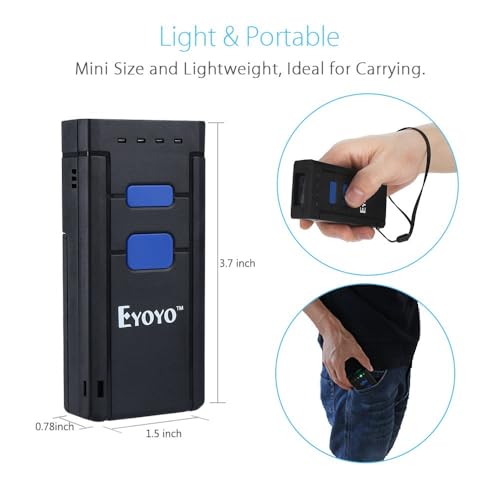 Image of Eyoyo Mini 1D Wireless Barcode Scanner Bluetooth,3-in-1 Bluetooth&2.4G Wireless&Wired Connection, Portable Inventory Bar Code Reader Compatible with iPhone, Android, Windows, Mac Tablets or Computers