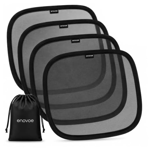 Enovoe Car Window Shade for Baby - (4 Pack) - 19"x12" Premium Cling Baby Sun Shade for Car Window Side - Sun, Glare and UV Rays Protection for Your Child