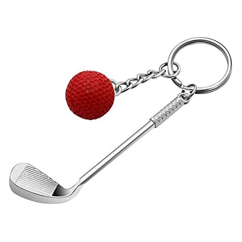 KENYG Personalized Design Metal Golf Ball Keychain Sporting Goods Souvenir Key Ring (Red) Cover