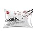TropicalLife MeetuTrip Satin-Kissenbezüge, japanischer roter Sonnen-Kissenbezug für Haarhaut, Kunstmalerei, Blumenkissen, Schutzhülle, atmungsaktiv, mit Hotelverschluss für Zuhause, Bett