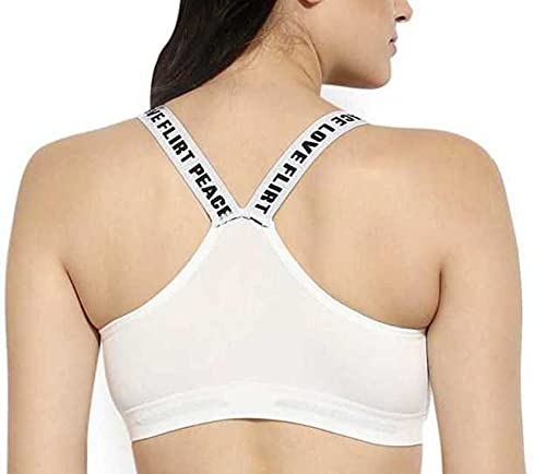 Image of Women's Nylon & Cotton Lightly Padded Non-Wired Sports Bra (32, White1)