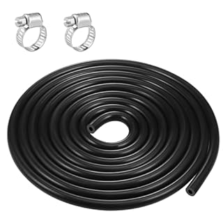 3 Meter Vacuum Silicone Tube, OD 10MM High Performance Silicone Tubing, Flexible Vacuum Hose 120PSI Max Pressure, Black Silicone Pipe with 2 Clamps for Air Water Transfer (ID 5mm, OD 10mm)