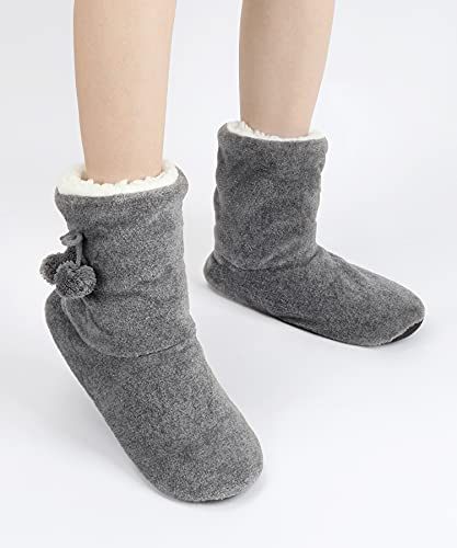 Image of Keyela Womens Non-Slip Sole Slipper Socks, Fluffy Winter House Booties | Ultra soft fuzzy warm indoor house slippers Non-skid bottom for safe walking Cozy winter footwear for ladies