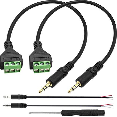 Xiatiaosann 3.5mm Klinkenstecker Audio Adapter Kabel, 3-pin Terminal Block Schrauben Stereo Stecker auf AV 3 Schraubklemmenblock Balun Anschlusskabel 30cm, 2 St&uuml;ck