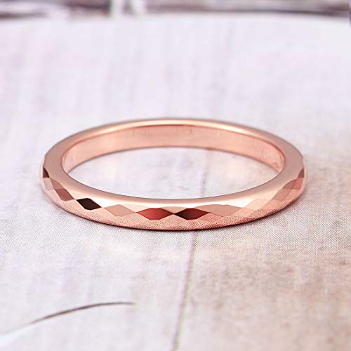 THREE KEYS JEWELRY 2mm/8mm White Tungsten Carbide Ring Wedding Engagement Band Rose Gold/Silver Multi Faceted Fashion Band3