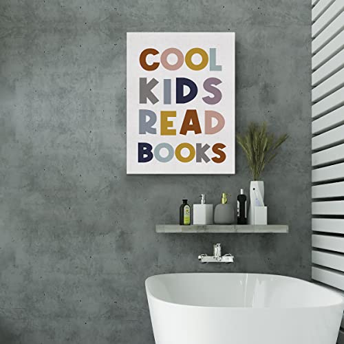 Evxid Nursery Cool Kids Read Books Canvas Poster Painting Kids Room Wall Art, Educational Reading Book Print Picture Artwork Framed Ready To Hang For School Classroom Playroom Wall Decor 12 X 15 Inch #TOP4