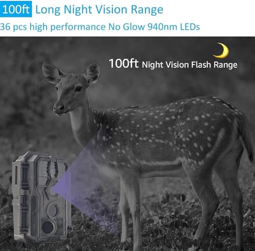 GardePro E5 Trail Camera 2 Pack, 48MP 1296p, Game Cameras with 100ft No Glow Night Vision Motion Activated Waterproof for Deer Wildlife Cam, Hunting - Thumbnail 5