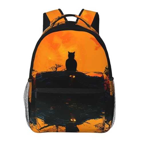 Casual Backpack for Women Men Cat in the Dark Lightweight Daypack Large Capacity Nurse Bag
