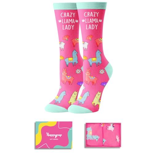 HAPPYPOP Llama Gifts for Women - Funny Llama Socks Teen Girls Crazy Alpaca Gifts
