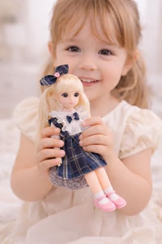 Image of DSR 30 CM Princess Fashion Doll for Girls | Sound Playing Toy with Movable Joints | Beautiful Dress | Lightweight Plastic Body (White-Black-301)