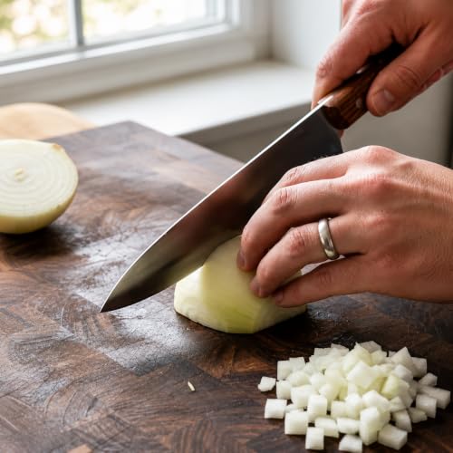 Image of Machado Japanese Chef Knife, High Carbon Stainless Steel Kitchen Knife with Rosewood Ergonomic Handle, Razor Sharp Multipurpose Cooking Knife for Meat, Vegetables, Fruits & Everyday Kitchen Use
