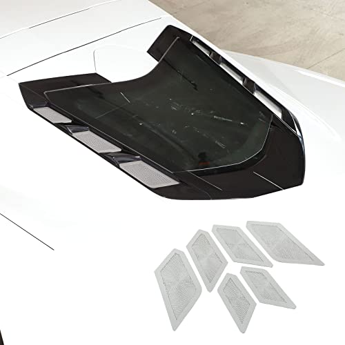 Image of TOYCIDFG Car Craft PerCompatible withated Rear Hood Vent Grille Inserts, Polished Stainless Steel Compatible with C8 Corvette Stingray 2020-2024 (Manual Convertible Version)