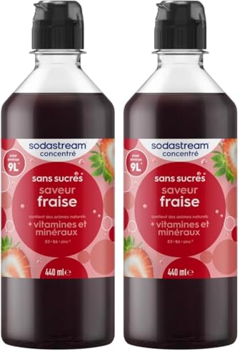 SodaStream Concentré Fraise Sans Sucres pour Machine à Eau Pétillante et Soda | Préparez jusqu'à 9 Litres de Sirop de Fraise en Quelques Secondes, 440ml...