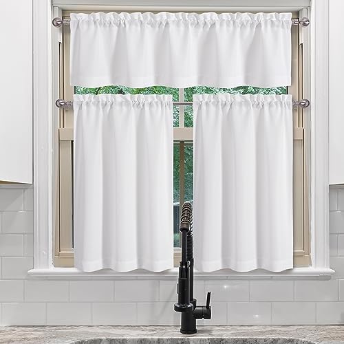 Chyhomenyc B0C6HW47RH 2 Panels White Kitchen Curtains 36 Inch Length Tier Curtains thumb #1