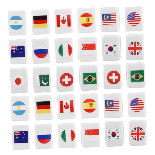 Jeu de mahjong national 48 pièces avec drapeaux et tuiles colorées