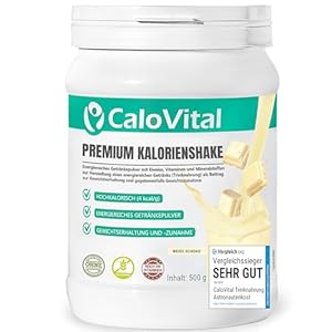 CaloVital Drinkvoeding met hoge calorieën, voor gewichtstoename | koolhydraten en eiwitten als calorieshake | hoge dosis met veel vitaminen | premium kwaliteit uit Duitsland (witte chocolade 500 g)