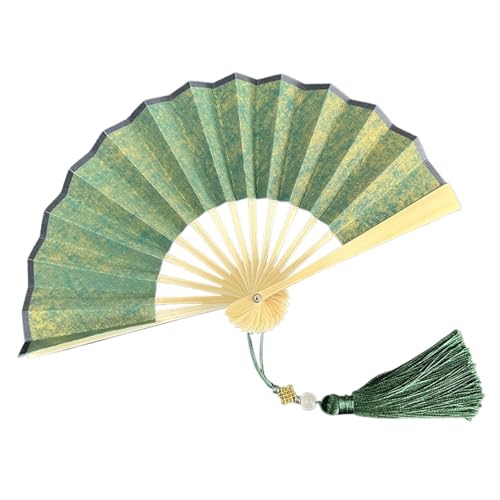 TTOBHF 4-6inch Mini Foldable Hand Fan for Women Portable Handheld Folding Fan for Weddings Fashion Accessories and Gifts(5in,Green A)