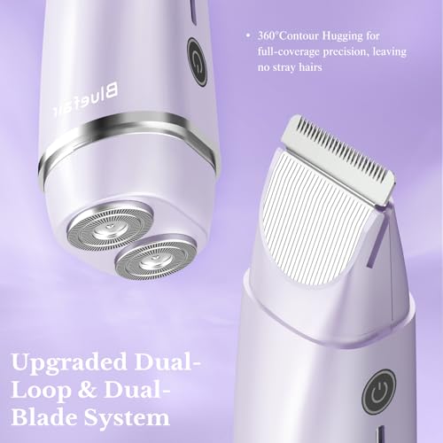Image of Bikini Trimmer for Women,2 in 1 Electric Razors for Women Electric Shaver for Cordless Body Hair Trimmer Shaver for Trip,Replaceable Lady Facial Razor Bikini Trimmer for Legs Private (Purple)