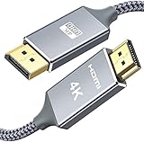 DisplayPort to HDMI Cable,Capshi [4K UHD] Uni-Directional Nylon Braided Gold-Plated DP to HDMI Cord...