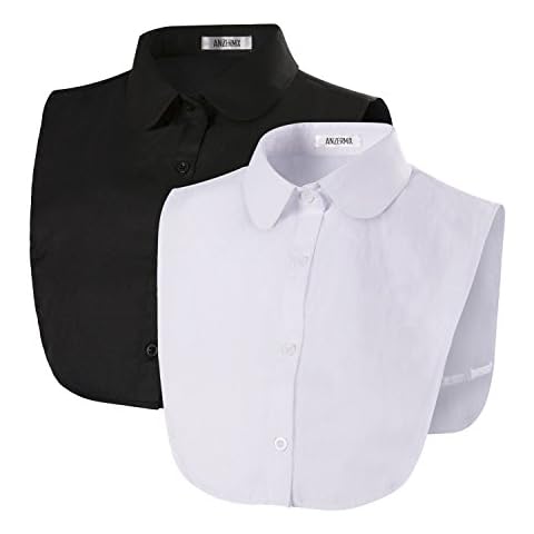 ANZERMIX Women's Detachable Half Shirt Blouse Fake Collar 2 Pack (Round Collar) Cover