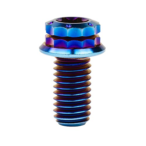 Image of Titanium Flange 12 Point Head M8 x15 20 25 30 35 40 45 50 55 60 65mm Screw Bolt Pack of 4 (M8x15mm, Burning Blue)