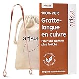 Arista Gratte Langue, Pack de 1, Gratte Langue Cuivre Ayurveda Pour une Haleine Fraiche, Rape Langue Antibact&eacute;rien, Grattoir Langue Ayurv&eacute;dique en Cuivre