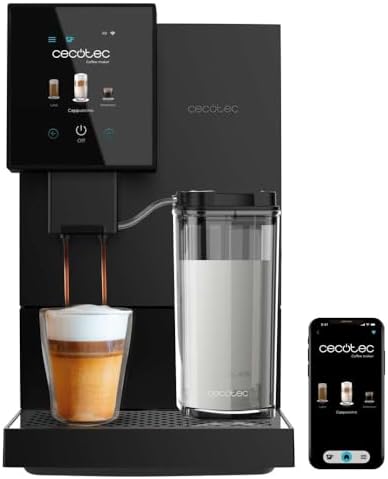 Cecotec Cafetera Superautomática Compacta con Wifi Cremmaet Compactccino Connected. 1350W, 19 Bares, Pantalla TFT y APP, Molinillo, Tanque de Leche 40...