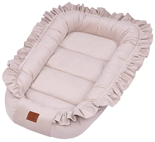 Baby Nest Cocoon Baby Nest Pod Cocoon für Neugeborene, Grau, Rosa, Junge Mädchen Tragbares Stubenwagen Bett Atmungsaktive Baumwolle Baby zum Nickerchen und Reisen (Beige Sand)