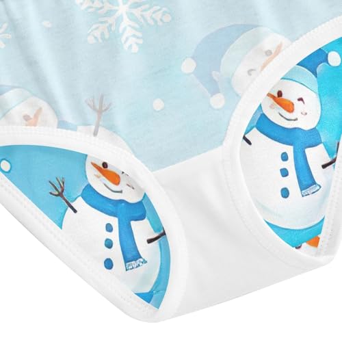 Snowmen Blue Panties for Girls, Toddler Briefs, Cotton Girls Underwear, 2–8 Years4
